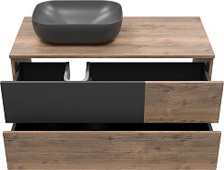 Misty Тумба с раковиной Коломбо 100 L подвесная дуб галифакс/антрацит – фотография-4